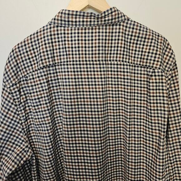 Porter + Ash Men's Gingham Brown Gray Cream Button-down Dress Shirt Size XXL - Picture 8 of 11
